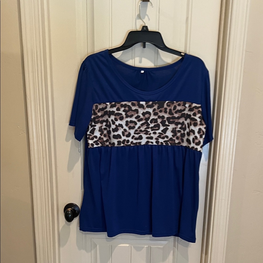 Blue Leopard Print Women's Top